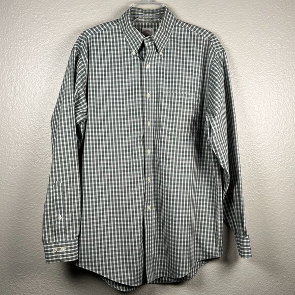 Brooks Brothers Casual Shirt Non-Iron 346 Green Stripe Long-Sleeve Button-Down - Picture 2 of 9